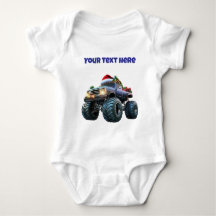 Blauw monstertruck bewerkbare babybody