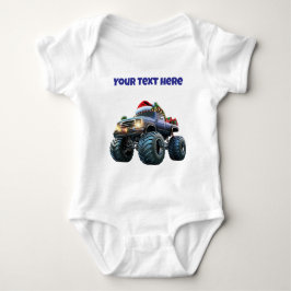 Blauw monstertruck bewerkbare babybody romper