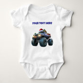 Blauw monstertruck bewerkbare babybodysuit romper (Voorkant)