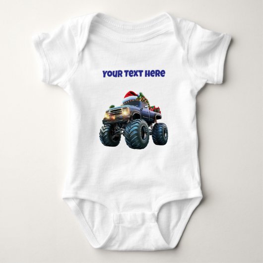 Blauw monstertruck bewerkbare babybodysuit romper (Voorkant)
