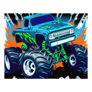 Blauw Monstertruck Foto Afdruk