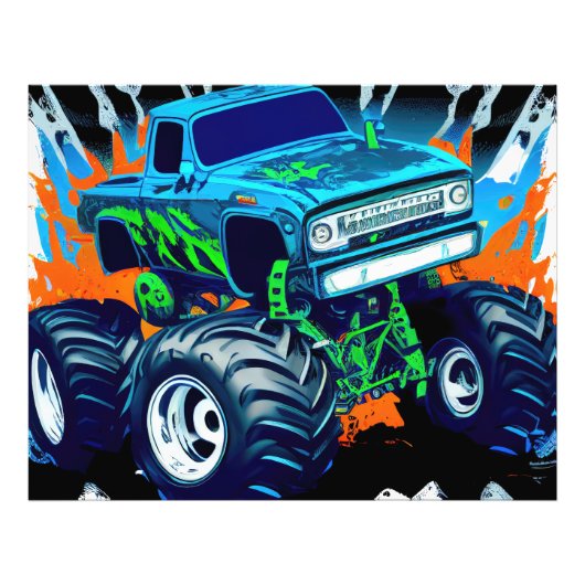 Blauw Monstertruck Foto Afdruk (Voorkant)