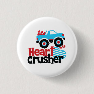 Blauw Monstertruck Hartverpletterende Valentijn Ronde Button 3,2 Cm