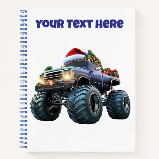 Blauw monstertruck Kerstmis spiraalnotitieboek bew Notitieboek (Voorkant)