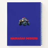 Blauw monstertruck Kerstmis spiraalnotitieboek bew Notitieboek (Achterkant)