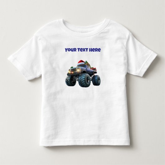 Blauw monstertruck-peuter T-shirt bewerkbaar (Voorkant)