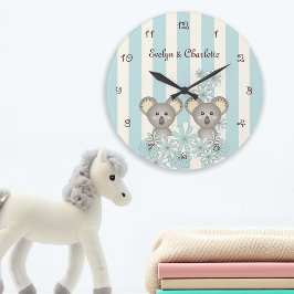 Blauw Mooie Baby Koala Tweeling Slaapkamer / Kinde Grote Klok