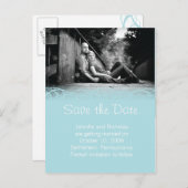 Blauw & Mooie Werveltje Bewaar de Datum Aankondigi Aankondigingskaart (Voorkant / Achterkant)