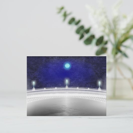 BLAUW MOON OVER DE HAPENNY BRIDGE BRIEFKAART (Staand voorkant)