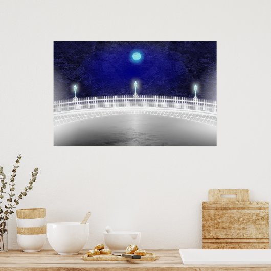 BLAUW MOON OVER DE HAPENNY BRIDGE POSTER (Keuken)