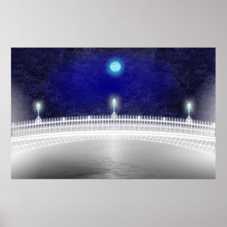 BLAUW MOON OVER DE HAPENNY BRIDGE POSTER