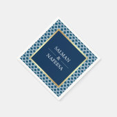Blauw Moors Vierbladpatroon Bruiloft Servet (Hoek)