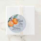 Blauw Moppie Hoofd Squeeze Citrus Bruidsfeestje Bedankjes Labels (In situ)