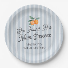 Blauw Moppie Hoofd Squeeze Citrus Bruidsfeestje Papieren Bordje