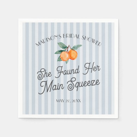 Blauw Moppie Hoofd Squeeze Citrus Bruidsmeisjesfee Servet (Voorkant)