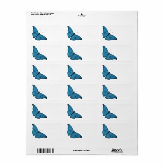  blauw-morfobutterfly-Gepersonaliseerd Sjabloon Etiket (Full Sheet)