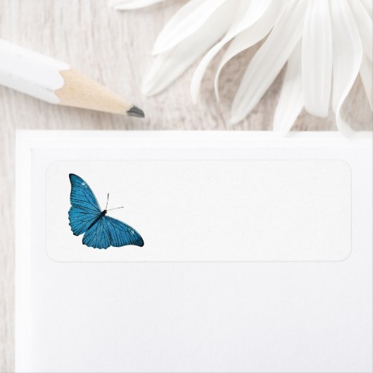 blauw-morfobutterfly-Gepersonaliseerd Sjabloon Etiket (Insitu)