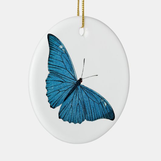 blauw-morfobutterfly-Gepersonaliseerd Sjabloon Keramisch Ornament (Rechts)