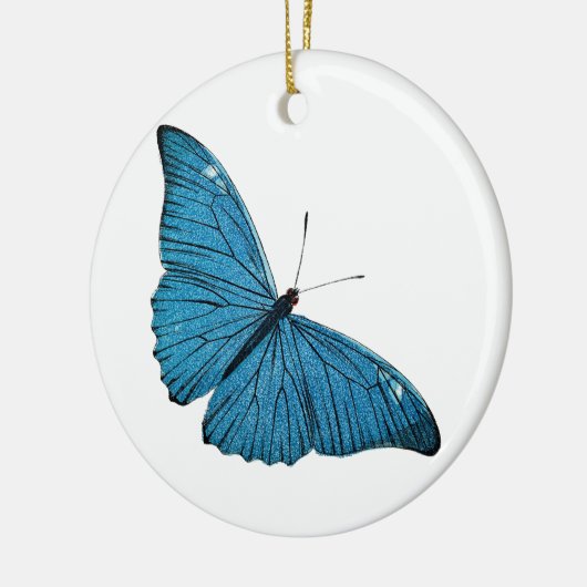  blauw-morfobutterfly-Gepersonaliseerd Sjabloon Keramisch Ornament (Links)