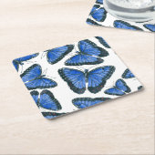 Blauw morfovlinderpatroonontwerp kartonnen onderzetters (Schuin)