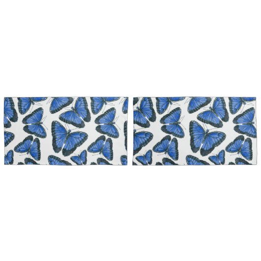 Blauw morfovlinderpatroonontwerp kussensloop (Voorkant-Set)