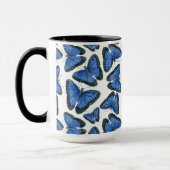 Blauw morfovlinderpatroonontwerp mok (Links)