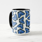 Blauw morfovlinderpatroonontwerp mok (Voorkant links)