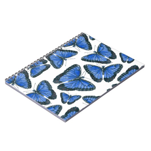 Blauw morfovlinderpatroonontwerp notitieboek (Linkerzijde)