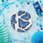 Blauw morfovlinderpatroonontwerp papieren bordje (Feest)
