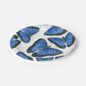 Blauw morfovlinderpatroonontwerp papieren bordje (Gekanteld)
