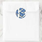 Blauw morfovlinderpatroonontwerp ronde sticker (Tas)