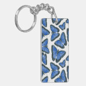Blauw morfovlinderpatroonontwerp sleutelhanger (Voorkant Links)
