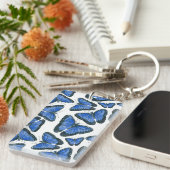 Blauw morfovlinderpatroonontwerp sleutelhanger (Voorkant Rechts)