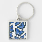 Blauw morfovlinderpatroonontwerp sleutelhanger (Voorkant)