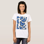 Blauw morfovlinderpatroonontwerp t-shirt (Voorkant volledig)
