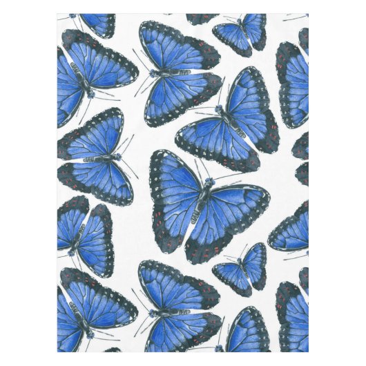 Blauw morfovlinderpatroonontwerp tafelkleed (Voorkant)