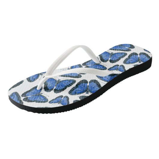 Blauw morfovlinderpatroonontwerp teenslippers (Schuin)