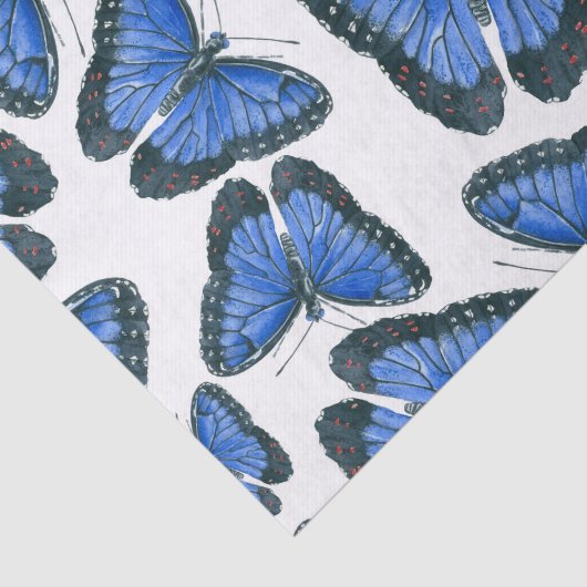 Blauw morfovlinderpatroonontwerp tissuepapier (Detail)