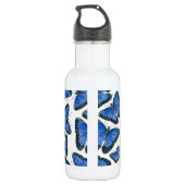 Blauw morfovlinderpatroonontwerp waterfles  (Achterkant)