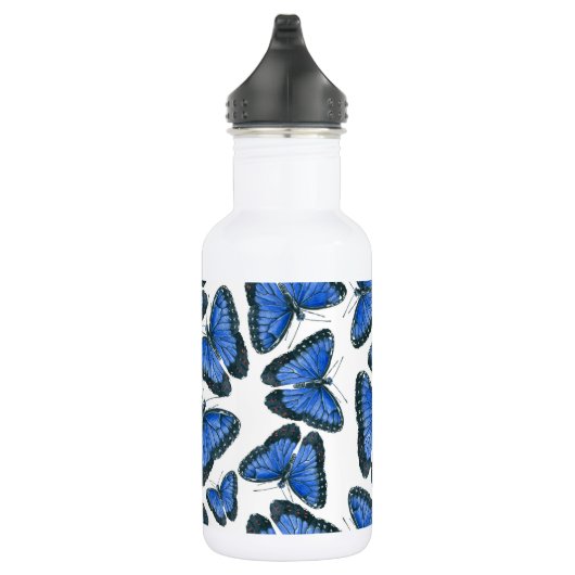 Blauw morfovlinderpatroonontwerp waterfles (Rechts)