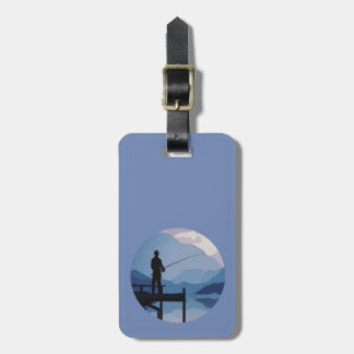 Blauw Morgen Schemer Visvangst Bagagelabel