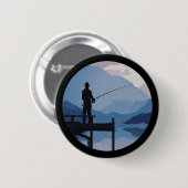 Blauw Morgen Schemer Visvangst Ronde Button 5,7 Cm (Voorkant /achterkant)
