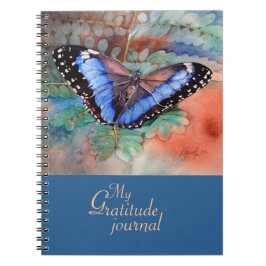 Blauw Morpho Aquarel Dankbaarheidsdagboek Notitieboek