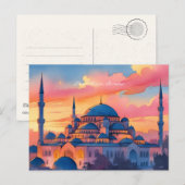 Blauw moskee Briefkaart (Voorkant / Achterkant)