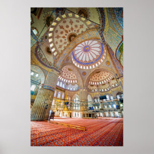 Blauw moskee Interior in Istanbul Poster
