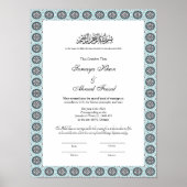 blauw moslim nikkah certificaat poster (Voorkant)