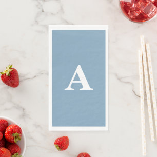 Blauw-mosterd-witte Monogrammen Eenvoudig minimuma Servet