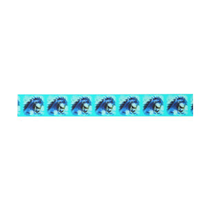 blauw mosterdhengstenpatroon uitnodigingen wikkel