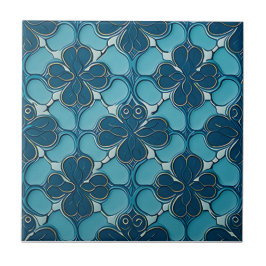 Blauw motief  art nouveau keramische tegels tegeltje