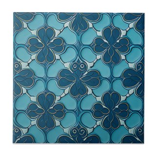 Blauw motief art nouveau keramische tegels tegeltje